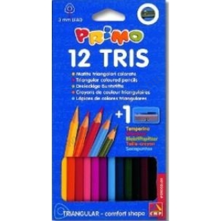 Színes ceruza 12db-os készlet PRIMO CMP 515TRIS háromszögű + hegyező