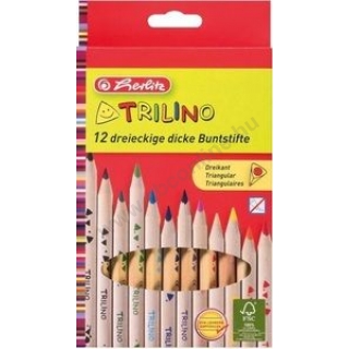 Színes ceruza 12db-os HERLITZ Trilino vastag, háromszögletű, natúr