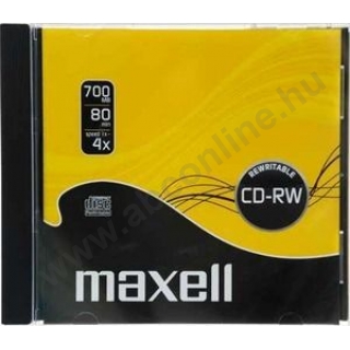 CD-RW80 MAXELL 4x vastagtokos újraírható CD, 700MB, darabos