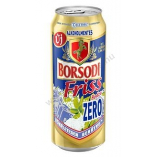 Borsodi Friss Zero bodza dobozos sör (0,5%) 0,5l