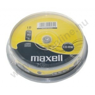 CD-RW80 Maxell 4x 10db-os újraírható, 700MB, hengeres csomagolású