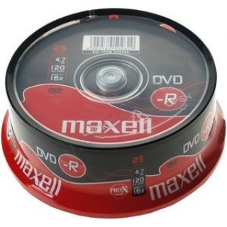 DVD-R4.7 Maxell 16x 25db-os egyszer írható, hengeres csomagolású