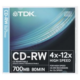 CD-RW80 TDK 12x normál tokos újraírható CD t18798