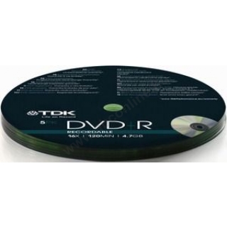 DVD+R4,7Gb TDK 16x Bulk (5db) egyszer írható,  fólia csomagolásban