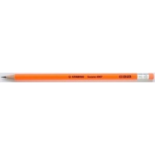 Ceruza HB STABILO 4907 narancs neon, hatszögletű testű, radíros