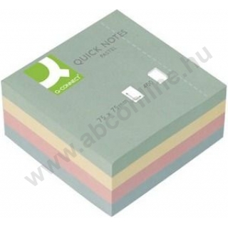 Öntapadó jegyzettömb 76x76mm Q-CONNECT színes pasztel (400 lapos)