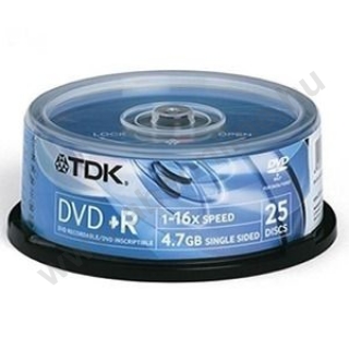 DVD+R4,7 TDK 16x 25db/henger írható DVD cake-box t19443